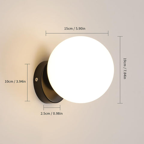 Kinkiet wewnętrzny Szklany nowoczesny kulisty kinkiet Podstawa E27 Do sypialni, salonu, przedpokoju, wejścia Czarny (żarówka nie jest dołączona)