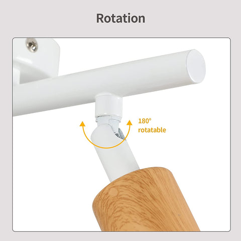 Lampa sufitowa LED z 2 regulowanymi punktami, biała lampa sufitowa LED z drewna, oświetlenie sufitowe wewnętrzne do kuchni, salonu, sypialni, korytarza, bez żarówek, maks. 60 W