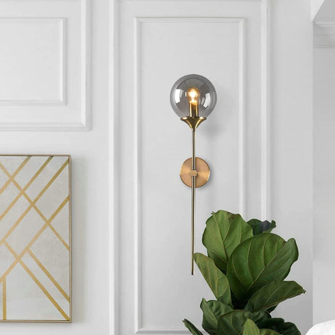 Nordycki współczesny szklany kinkiet E14 złoty LED ściana tła światło do kuchni łazienka oświetlenie wewnętrzne oprawa Home Decor (bursztynowy)
