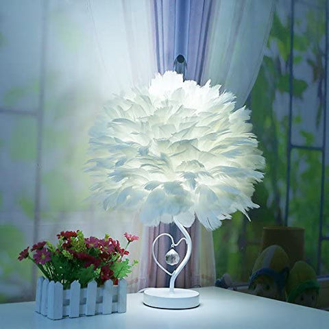 Lampa biurkowa LED z piórkiem z pilotem, nowoczesna prosta dekoracyjna lampa stołowa, kreatywna lampka nocna, lampka nocna, odpowiednia do biurka do nauki w pokoju dziecięcym