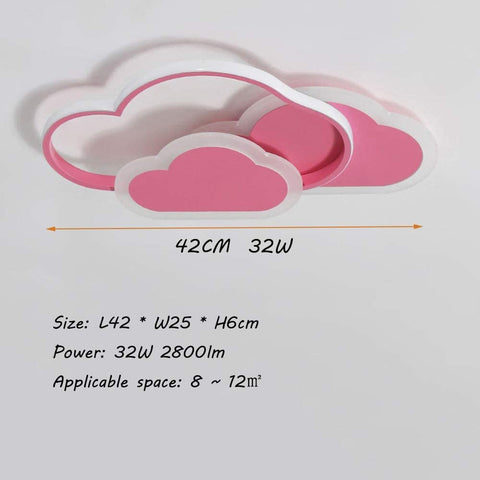 Lampa sufitowa LED 32 W, lampa sufitowa Creative Cloud, ściemnialna pilotem 3000 K ~ 6000 K, L42*W25*H6cm Ultracienka różowa lampa sufitowa Cloud, do sypialni i salonu dziecięcego
