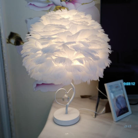 Lampa biurkowa LED z piórkiem z pilotem, nowoczesna prosta dekoracyjna lampa stołowa, kreatywna lampka nocna, lampka nocna, odpowiednia do biurka do nauki w pokoju dziecięcym
