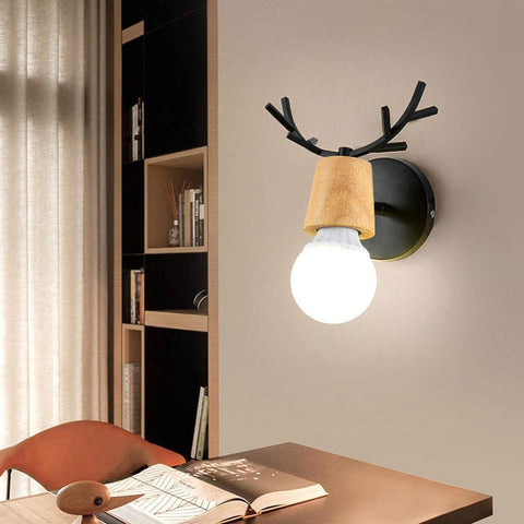 2 szt. Lampa ścienna retro, kreatywny projekt poroża drewniana kinkiet, metalowe oświetlenie ścienne w stylu vintage, regulowane kinkiety wewnętrzne do salonu, sypialni, przedpokoju, nowoczesna dekoracja