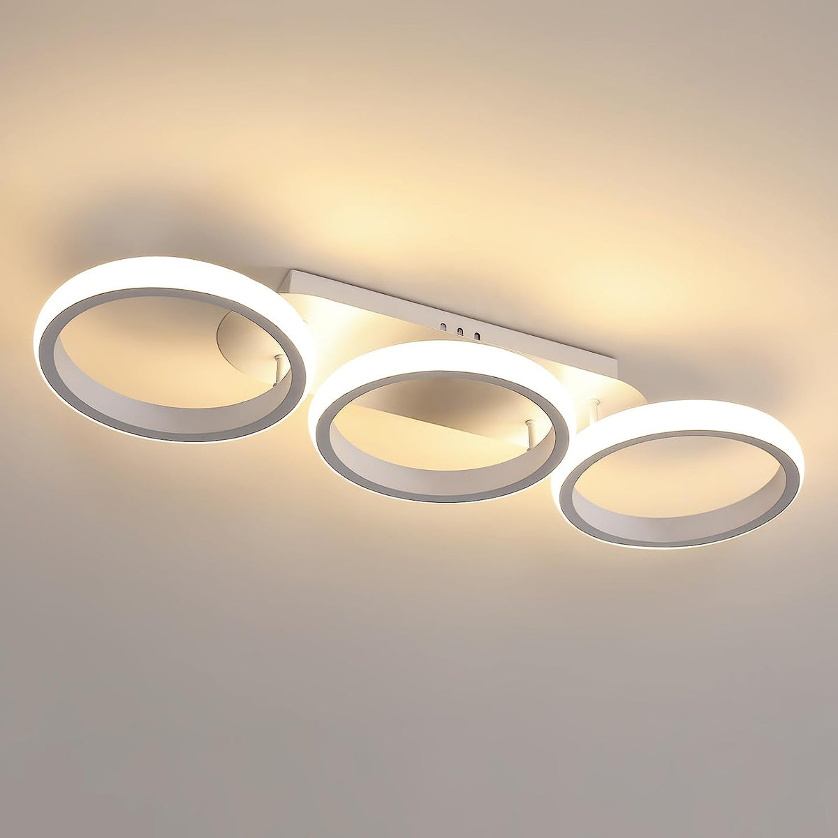 Plafonnier LED Design moderne 32W Cercle Anneaux Lampe de Plafond Blanc Chaud 3000K