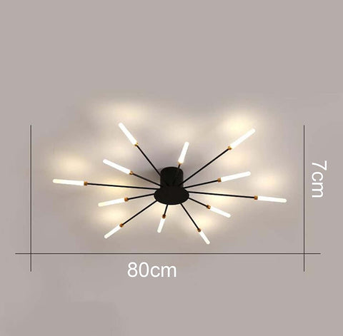 Lampa sufitowa LED Nowoczesna lampa w kształcie fajerwerków Kreatywny szykowny żyrandol wiszący Kryty prosty salon, czarny