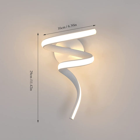 Nowoczesna lampa ścienna LED w kształcie spirali, kinkiet wewnętrzny 16W 1750 lm, 3500K ciepłe białe kinkiety LED do sypialni, salonu, schodów, korytarza