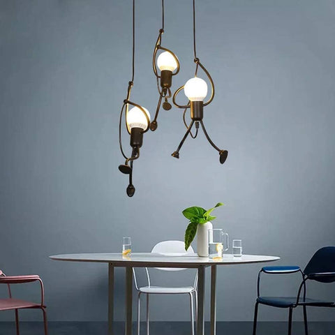 Żyrandole do pokoju dziecięcego, nowoczesne żelazne lampy wiszące do dekoracji wnętrz, salonu, sypialni, restauracji, E27 [Klasa efektywności energetycznej A+] Nero - 3 Pezzo