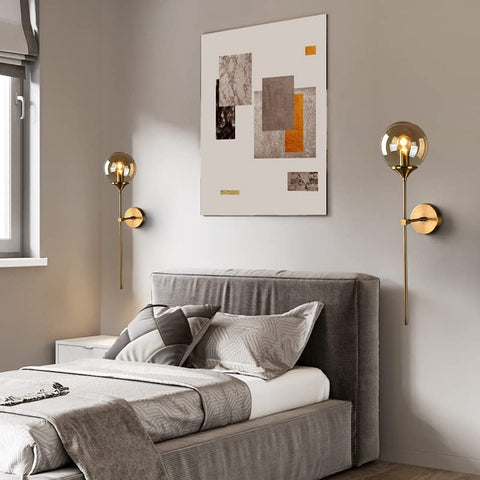 Nordycki współczesny szklany kinkiet E14 złoty LED ściana tła światło do kuchni łazienka oświetlenie wewnętrzne oprawa Home Decor (bursztynowy)