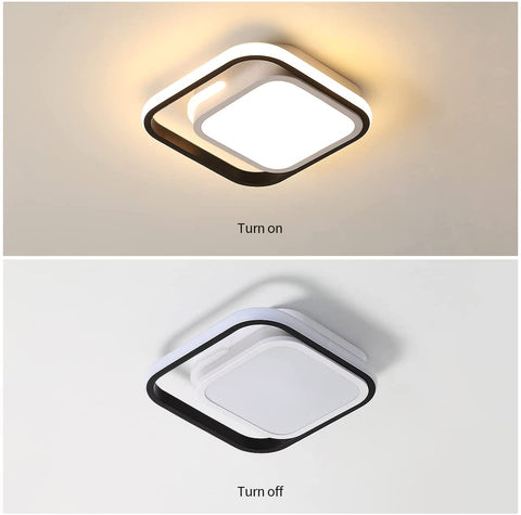 Kwadratowa lampa sufitowa LED, biała nowoczesna lampa sufitowa 29W, akrylowa metalowa lampa sufitowa 3000k Nadaje się do łazienki, kuchni, salonu, sypialni