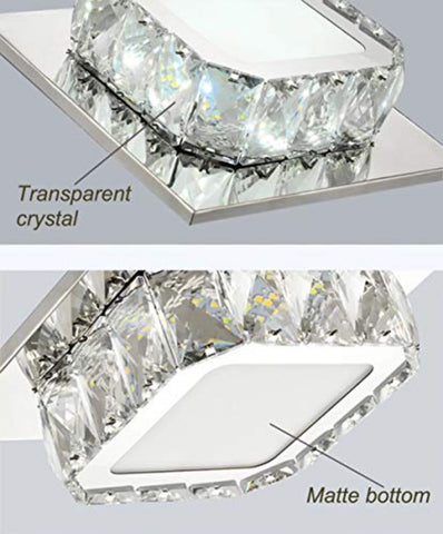 Kryształowa lampa sufitowa LED, kryształowa lampa sufitowa, kryształowy żyrandol 12W do przedpokoju, sypialni, kuchni, pokoju dziecięcego 6000K (bez zimna) (jednowarstwowa)