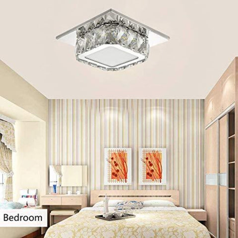 Kryształowa lampa sufitowa LED, kryształowa lampa sufitowa, kryształowy żyrandol 12W do przedpokoju, sypialni, kuchni, pokoju dziecięcego 6000K (bez zimna) (jednowarstwowa)