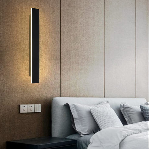 Zewnętrzny kinkiet LED, wodoodporny, minimalistyczny czarny kinkiet, ciepłe światło 3000 K, 12 W, stopień ochrony IP65, materiał akrylowy i żelazny, do oświetlenia wewnętrznego i zewnętrznego
