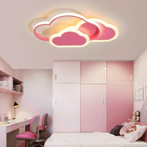 Lampa sufitowa LED 32 W, lampa sufitowa Creative Cloud, ściemnialna pilotem 3000 K ~ 6000 K, L42*W25*H6cm Ultracienka różowa lampa sufitowa Cloud, do sypialni i salonu dziecięcego