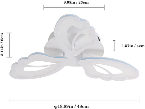 Lampa sufitowa LED 42W 3480 lumenów, nowoczesna biała lampa sufitowa, akrylowa oprawa sufitowa 6000K, 3 skrzydła do montażu, do salonów, sypialni