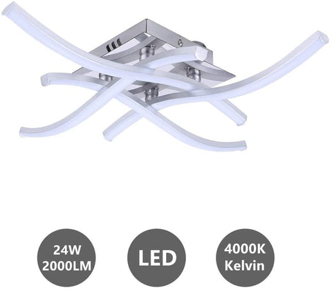 Lampa sufitowa LED, lampa wisząca w kształcie fali, neutralne białe światło 4000K, zintegrowane diody LED 24W 2000Lm, nowoczesny żyrandol do salonu lub kuchni, IP20