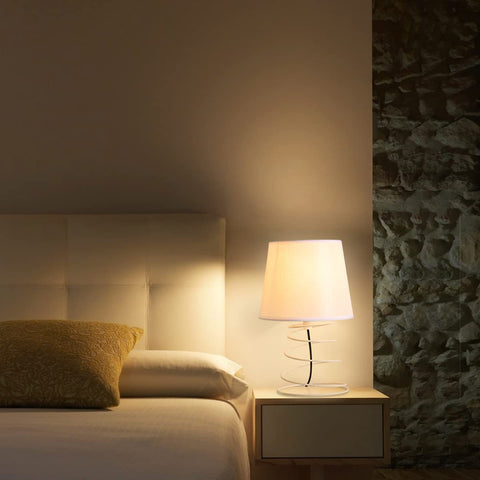 Nowoczesna minimalistyczna lampa stołowa, lampa biurkowa z białej tkaniny z przemysłową spiralną żelazną rurką, lampka nocna E27 do gabinetu, salonu, sypialni, łóżka (bez żarówek)