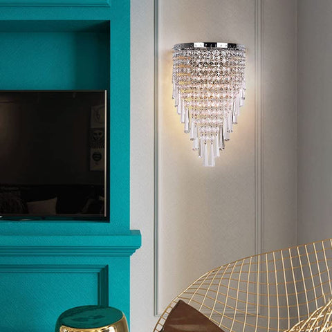 Kryształowa lampa ścienna LED, nowoczesna dekoracja ścienna LED do wnętrz Oprawa ścienna do sypialni, przedpokoju, kuchni, salonu, jadalni, 22cm * 18cm