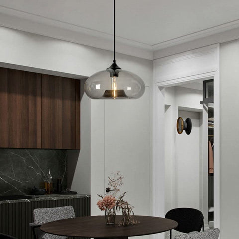 Nowoczesna szklana wisząca kolorowa lampa wisząca do salonu Bar kuchnia restauracja kawiarnia jadalnia Nordic oprawy oświetleniowe do domu (kolor grafitowy)