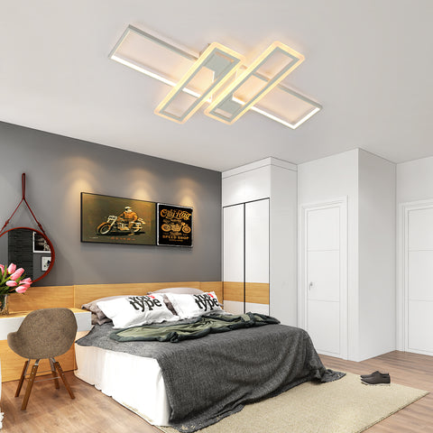 Plafoniera Lampadario LED Dimmerabile with Telecomando, Moderna Lampada Da Soffitto Quadrata A 3 Strati 50W Acrilico Montaggio A Incasso Plafoniere for Sala da Pranzo Soggiorno Cucina Officio