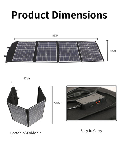 Panel słoneczny 120 W — moc monokrystaliczna, 3 interfejsy, wyjście DC 19 V/6,31 A, USB QC3.0 24 W i Type-C PD45W
