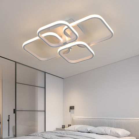 Lampa sufitowa LED, nowoczesna lampa sufitowa do salonu, trójkolorowe światło 3000K, prosta kwadratowa biała oprawa sufitowa do sypialni, pokoju biurowego, 58X46CM
