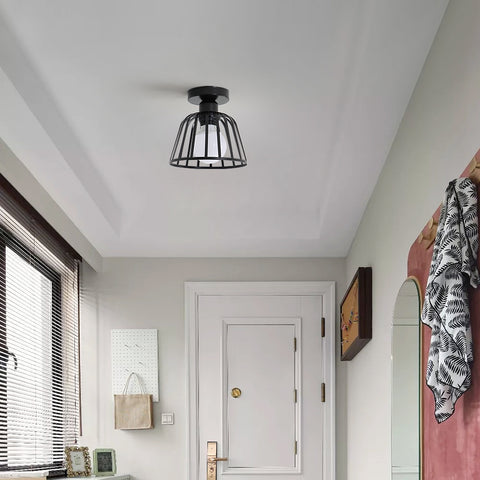 Metalowa lampa sufitowa w stylu retro, lampa sufitowa w stylu vintage, oświetlenie sufitowe E27, do przedpokoju, salonu, sypialni, kawiarni, restauracji, pokoju (żarówka nie jest dołączona)