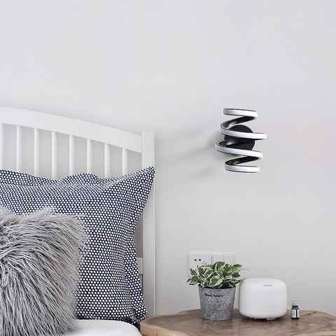 Kinkiet Led 21W Czarna spirala Prosta nowoczesna kreatywność Aluminiowa metalowa kinkiet 3000K Wewnętrzna kinkiet Nadaje się do sypialni, korytarza, salonu, baru