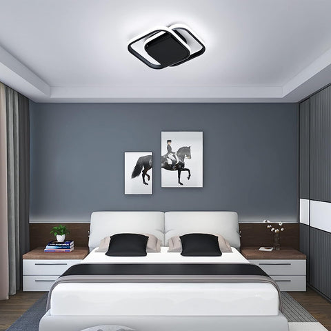 Nowoczesna lampa sufitowa LED Zimna biel 6000K Kwadratowa lampa sufitowa do salonu Sypialnia Jadalnia Biuro Czarny