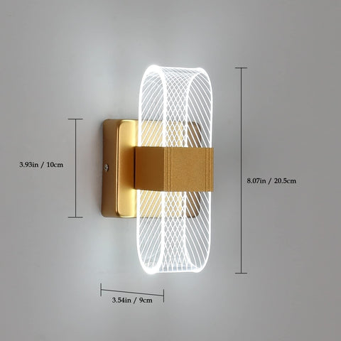 Kinkiet wewnętrzny LED o mocy 10 W, nowoczesny, kreatywny, romantyczny kinkiet akrylowy, lampka nocna o jasności 3000–6000 K do sypialni, salonu, przedpokoju (złota)