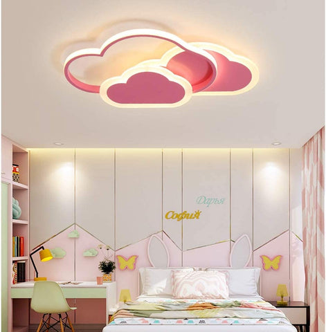 Lampa sufitowa LED 32 W, lampa sufitowa Creative Cloud, ściemnialna pilotem 3000 K ~ 6000 K, L42*W25*H6cm Ultracienka różowa lampa sufitowa Cloud, do sypialni i salonu dziecięcego