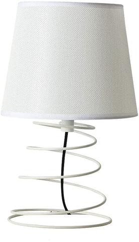 Nowoczesna minimalistyczna lampa stołowa, lampa biurkowa z białej tkaniny z przemysłową spiralną żelazną rurką, lampka nocna E27 do gabinetu, salonu, sypialni, łóżka (bez żarówek)
