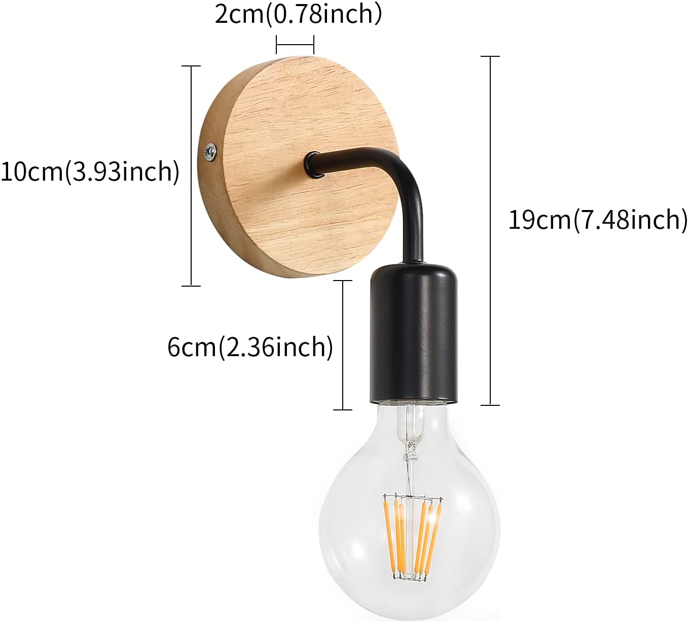 Tableau des dimensions des lampes murales 