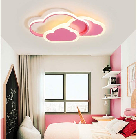 Lampa sufitowa LED 32 W, lampa sufitowa Creative Cloud, ściemnialna pilotem 3000 K ~ 6000 K, L42*W25*H6cm Ultracienka różowa lampa sufitowa Cloud, do sypialni i salonu dziecięcego