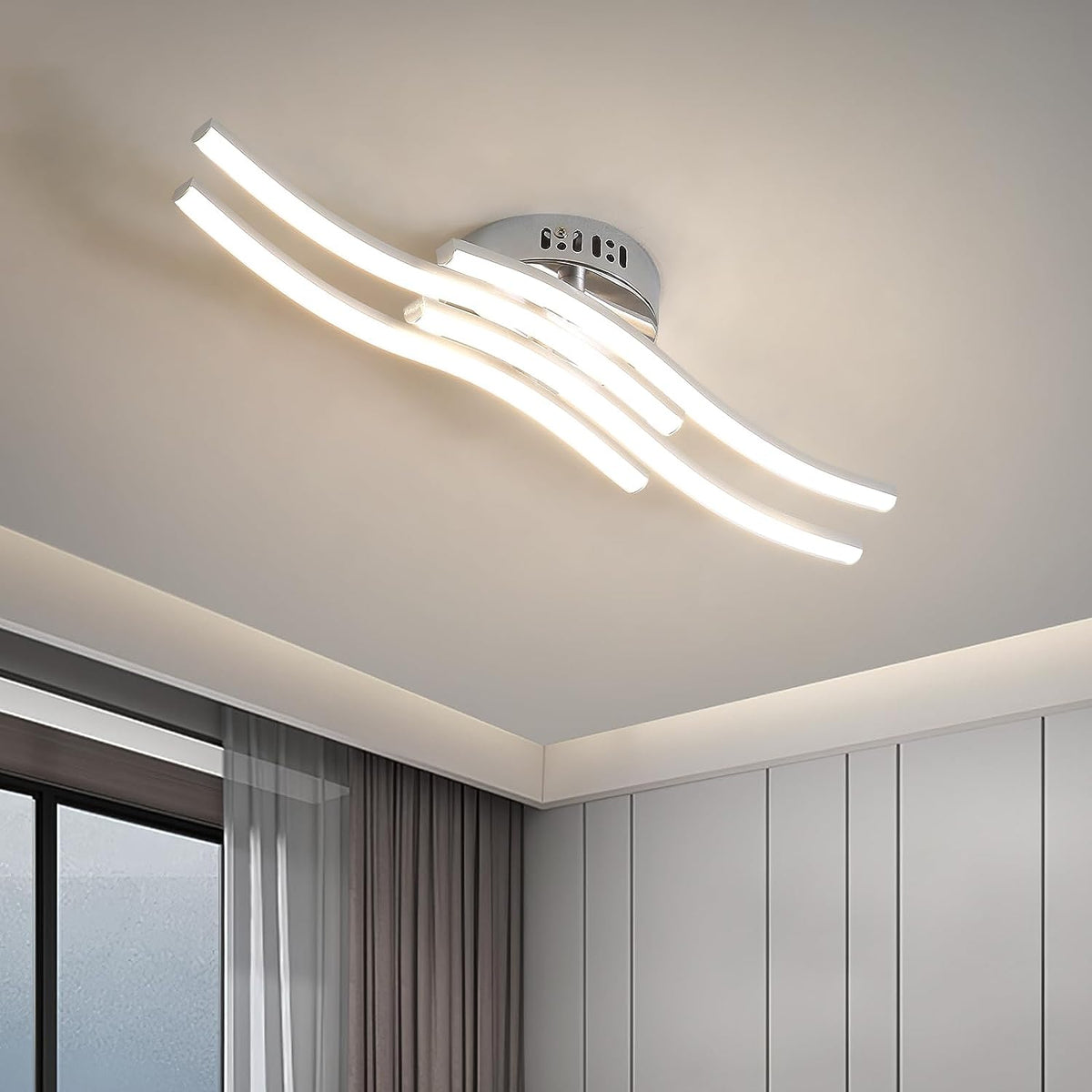 Nowoczesny design lampa sufitowa LED w kształcie fali lampa sufitowa 24W ciepła biel 3000K do salonu sypialnia jadalnia biuro