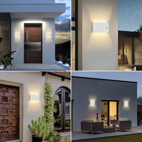 Kinkiet zewnętrzny 12W z czujnikiem ruchu, IP65 Białe wykonanie Matowe wykonanie Zewnętrzna/wewnętrzna aluminiowa kinkiet, Akrylowa kinkiet na balkon, schody, ogród, garaż, 3000K