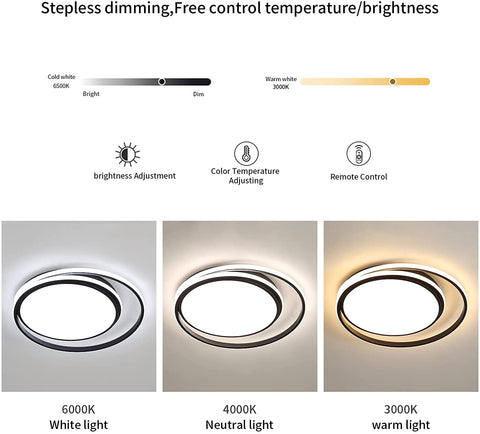 Lampa sufitowa LED o mocy 48 W z możliwością przyciemniania z pilotem, nowoczesna lampa sufitowa LED Oświetlenie wewnętrzne, okrągła lampa sufitowa LED do łazienki, sypialni, kuchni, salonu, jadalni, biura