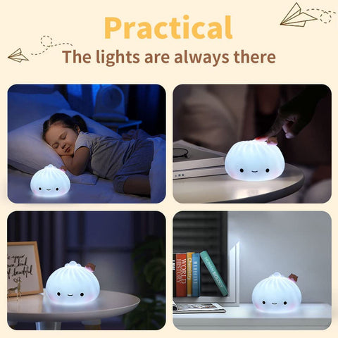 Lampka nocna dla dzieci, 7 kolorów LED Light Ładowana lampka nocna LED dla dzieci z USB, Soft Touch Silikonowa lampka nocna, Przenośna urocza lampka nocna dla niemowląt, chłopców i dziewcząt Prezent