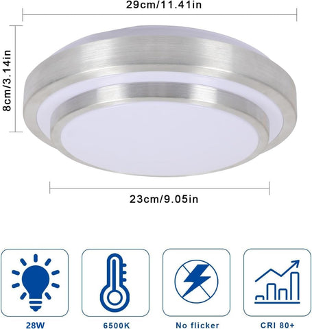 Nowoczesna lampa sufitowa LED Zimna biel 6000 K Okrągła lampa sufitowa 28 W do salonu Sypialnia Jadalnia Biuro