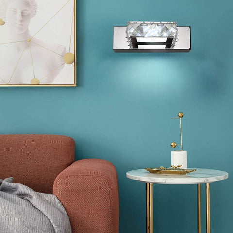 Kinkiet Reflektory Kryształowe lustro LED 3W 5500k Stal nierdzewna Lampa akrylowa IP44 Wodoodporna i przeciwmgielna (srebrna), 16x5cm