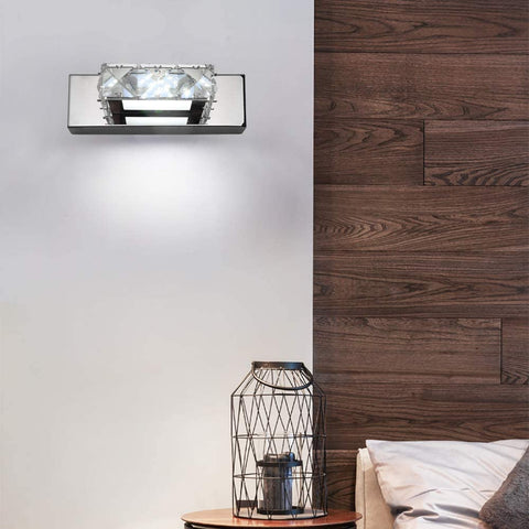 Kinkiet Reflektory Kryształowe lustro LED 3W 5500k Stal nierdzewna Lampa akrylowa IP44 Wodoodporna i przeciwmgielna (srebrna), 16x5cm