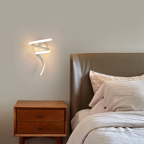 Nowoczesna lampa ścienna LED w kształcie spirali, kinkiet wewnętrzny 16W 1750 lm, 3500K ciepłe białe kinkiety LED do sypialni, salonu, schodów, korytarza