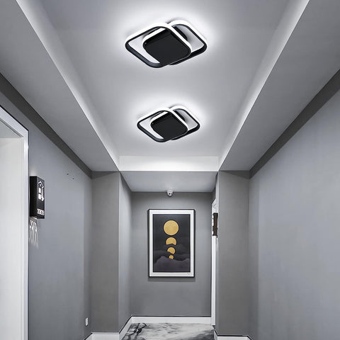 Nowoczesna lampa sufitowa LED Zimna biel 6000K Kwadratowa lampa sufitowa do salonu Sypialnia Jadalnia Biuro Czarny