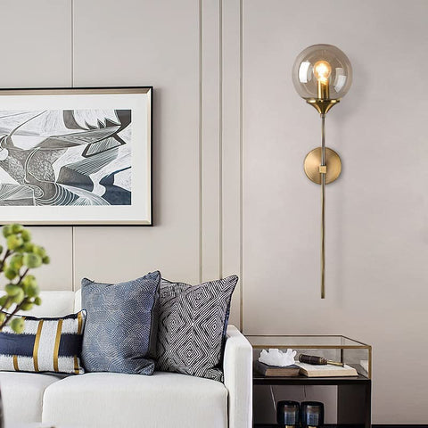 Nordycki współczesny szklany kinkiet E14 złoty LED ściana tła światło do kuchni łazienka oświetlenie wewnętrzne oprawa Home Decor (bursztynowy)