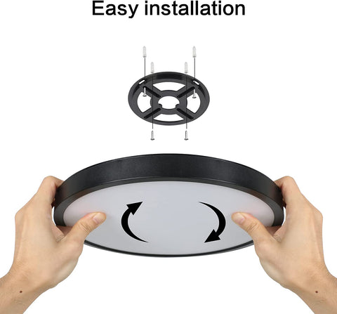 Lampa sufitowa LED 24W, lampa sufitowa 2160LM IP50, ultracienka lampa sufitowa 6500k Cool White, czarna okrągła lampa sufitowa do sypialni, salonu, korytarza, balkonu, łazienki, biura, Ø30cm