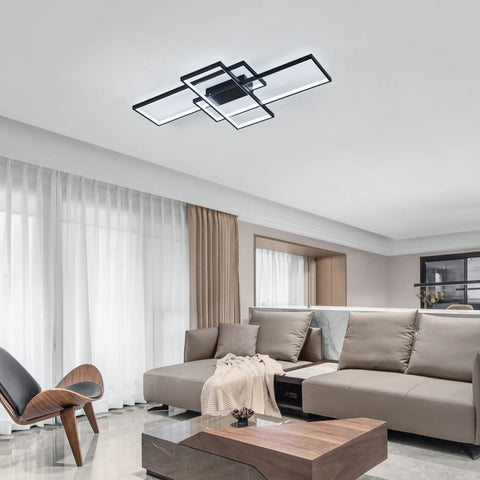 Lampa sufitowa LED 38W nowoczesny design zimny biały 6000K prostokątna lampa sufitowa do salonu sypialnia jadalnia biuro czarny