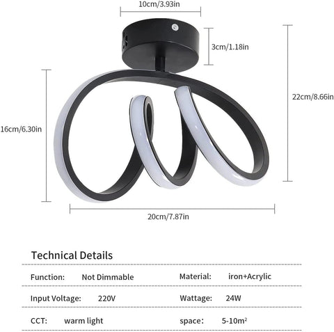 Nowoczesna lampa sufitowa LED Wewnętrzna lampa ścienna LED 24W Lampa sufitowa korytarzowa do sypialni, jadalni, kuchni, przedpokoju 3000K Ciepłe białe światło, średnica 28CM