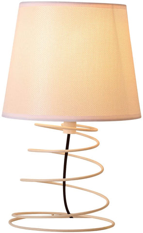 Nowoczesna minimalistyczna lampa stołowa, lampa biurkowa z białej tkaniny z przemysłową spiralną żelazną rurką, lampka nocna E27 do gabinetu, salonu, sypialni, łóżka (bez żarówek)
