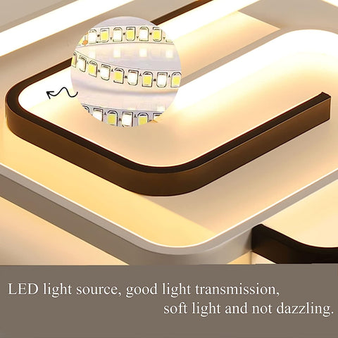 Lampa sufitowa LED z możliwością przyciemniania z pilotem Nowoczesna lampa sufitowa z możliwością ściemniania 3000K-6000K do salonu Sypialnia Jadalnia Biuro 42W Kwadrat