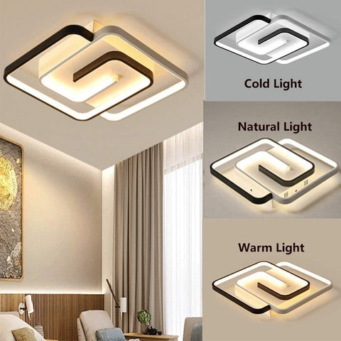 Lampa sufitowa LED z możliwością przyciemniania z pilotem Nowoczesna lampa sufitowa z możliwością ściemniania 3000K-6000K do salonu Sypialnia Jadalnia Biuro 42W Kwadrat