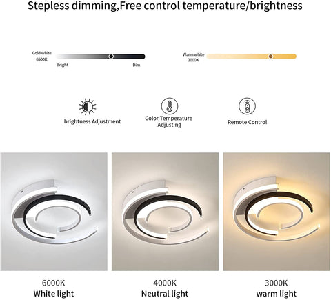 Lampa sufitowa LED z możliwością przyciemniania z pilotem 36W Nowoczesna lampa sufitowa LED 41cm Lampy sufitowe do sypialni do domowego biura Sypialnia Salon Kuchnia Balkon Przedpokój, 3000-6000K